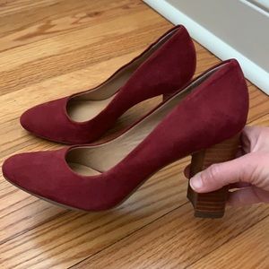 Franco Sarto Evie Red Suede Stacked Heel Pump 6